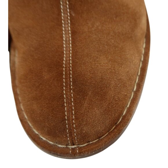 COLE HAAN Cognac Suede Wedge Wooden 3" Heel Mules Shoes Size 8B Slip On Casual - Picture 10 of 10